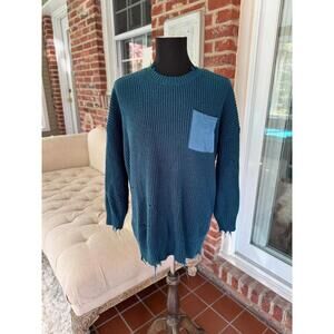 Lovesick Cozy Tattered Teal Sweater